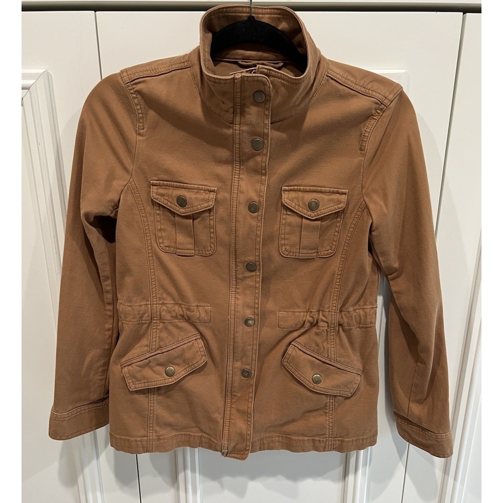Talbots‎ Cotton Canvas Utility Jacket Size Petite XS Luggage Tan Brown Classic - Picture 3 of 9